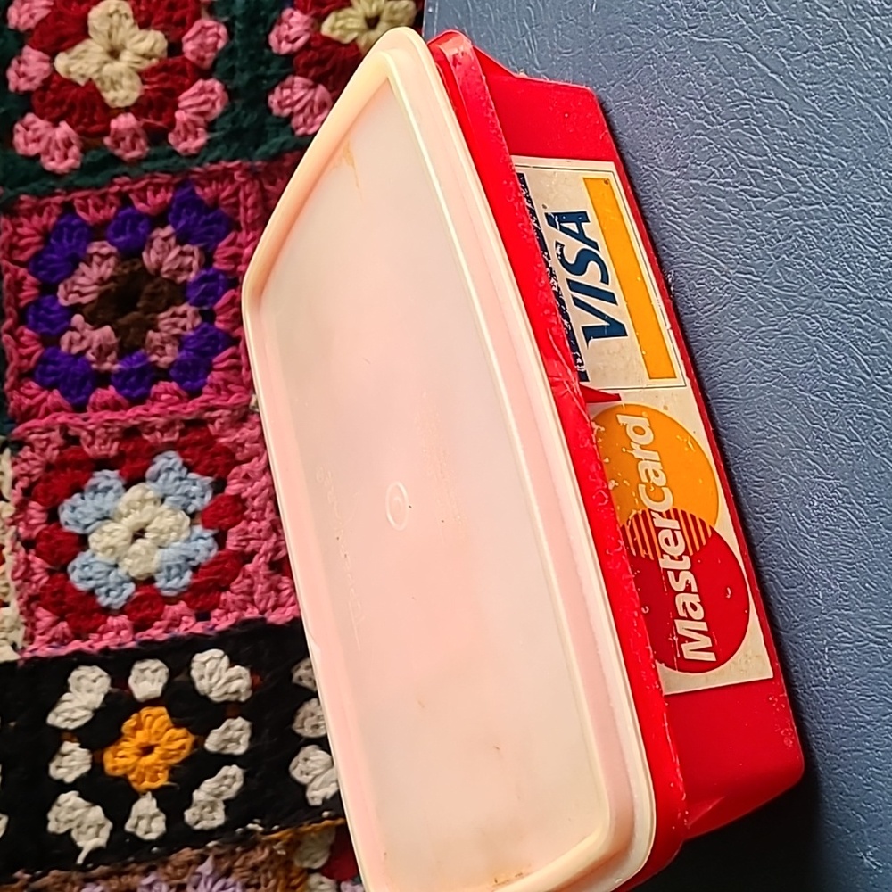 Vintage 3 piece Stow-and-Go Cherry Red Tupperware/ Tuppercraft change holder